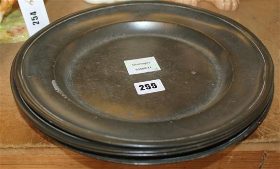 4 Georgian pewter plates, 30cm